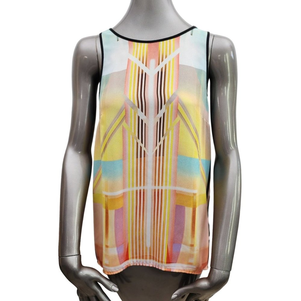 Clover Canyon Yellow Bateau Sleeveless Blouse Top Shirt Small